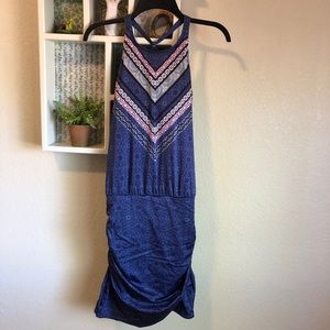 Athleta Dress Ruched Side Blue and Purple Racerback Small